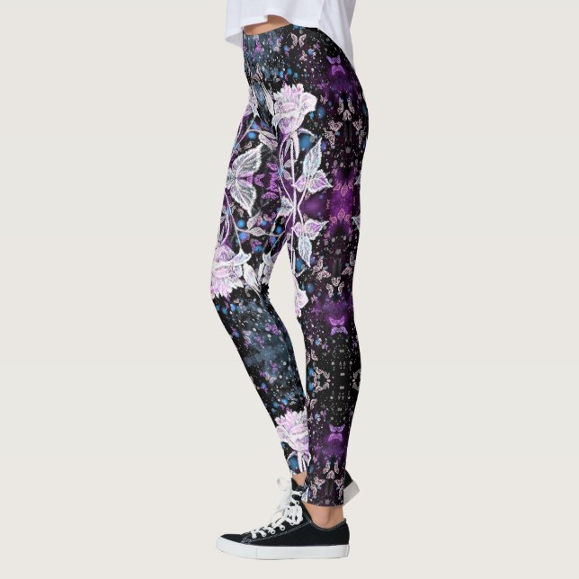 White Rose and Butterflies Leggings (Left)