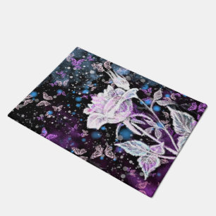 White Rose and Butterfly Doormat
