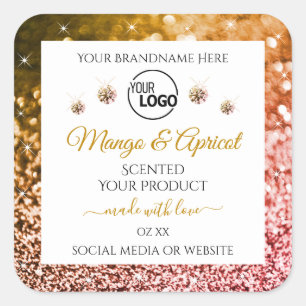 White Rose and Gold Glitter Product Labels Logo