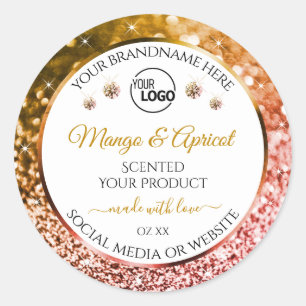 White Rose and Gold Glitter Product Labels Logo