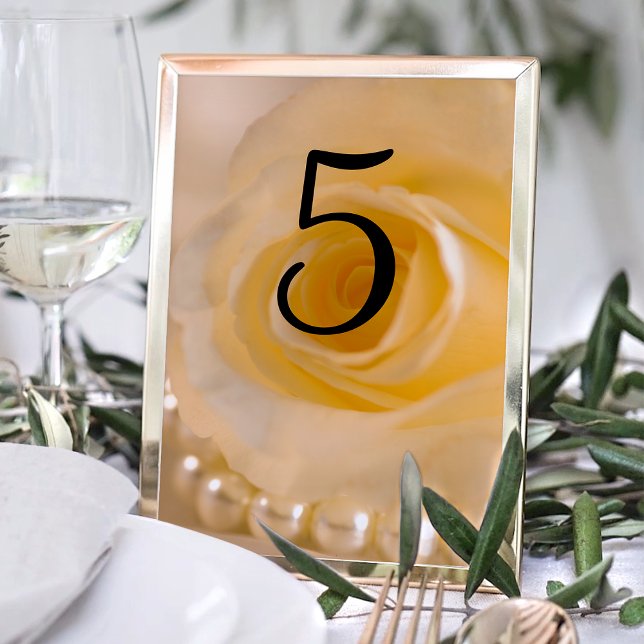 White Rose and Pearls Wedding Table Numbers (Creator Uploaded)