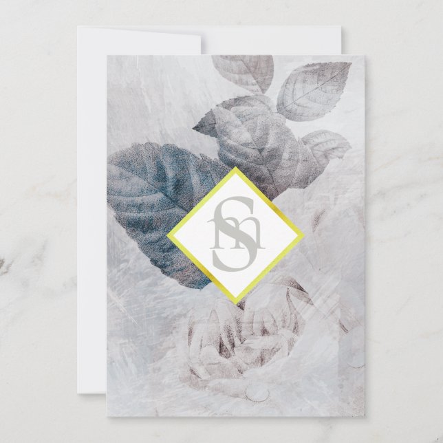 * White Rose AR26 Flower Monogram QR  RSVP Wedding Invitation (Front)