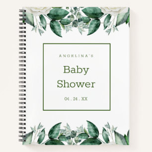 White Rose Baby Shower Gift List Notebook