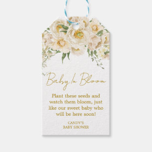 White rose Baby Shower Seed Gift Tags