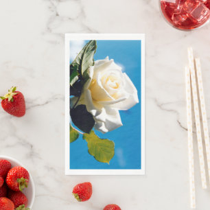 White Rose Beauty Under Blue Sky Napkin