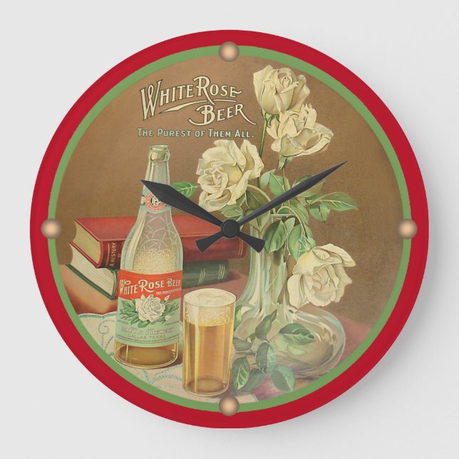 White Rose Beer Large Clock (Front)
