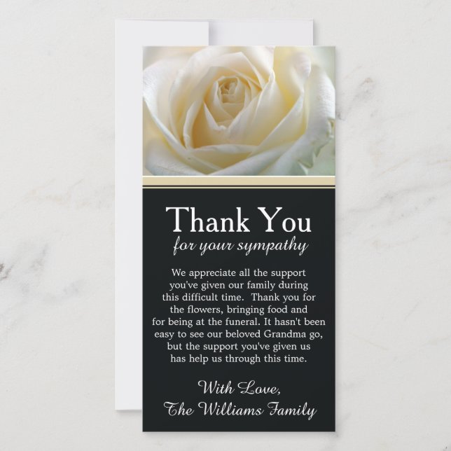 White Rose Bereavement Sympathy Thank You Card (Front)
