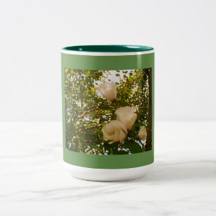 White Rose Blooms Two-Tone Coffee Mug