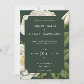 White Rose Botanical Pattern Invitation