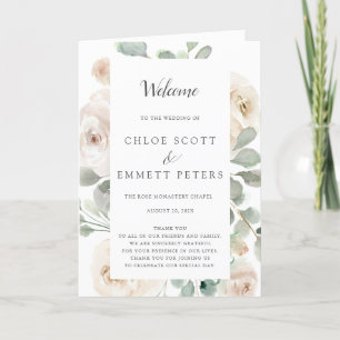 White Rose Botanical Wedding Program