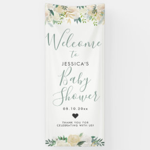 White Rose Bouquet Baby Shower Welcome sign