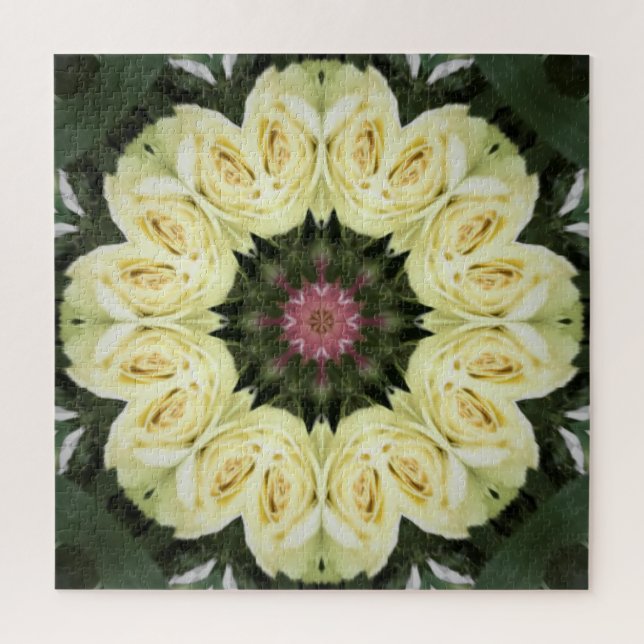 White Rose Bouquet Mandala Design Jigsaw Puzzle (Vertical)