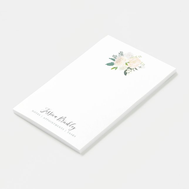 White Rose Bouquet | Minimal Floral Post-it Notes (Angled)