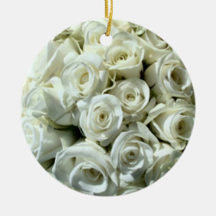 White Rose Bouquet-Ornament Ceramic Ornament