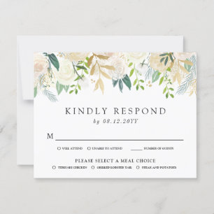 White Rose Bouquet   RSVP Card