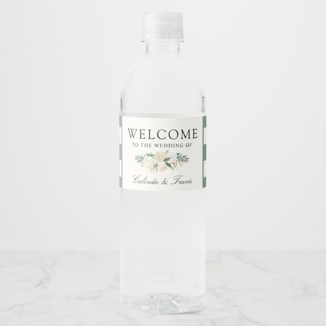 White Rose Bouquet | Welcome Water Bottle Label (Front)