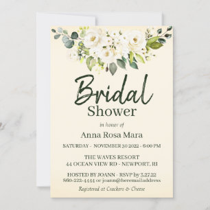 *~* White Rose Bridal Shower Blush Pink Invitation