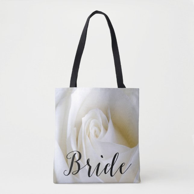 White Rose Bride Canvas Tote Bag Over all (Front)