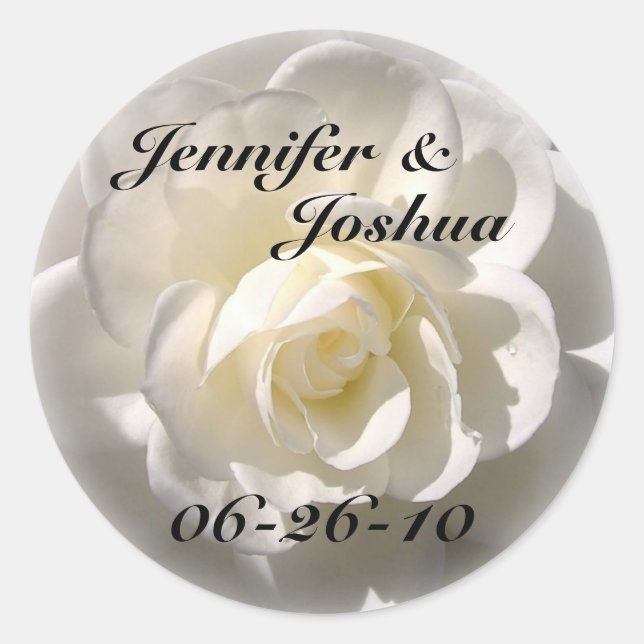 WHITE Rose - Bride & Groom Wedding Envelope Seal (Front)