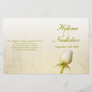 White rose bud wedding programme