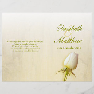 White rose bud wedding programme