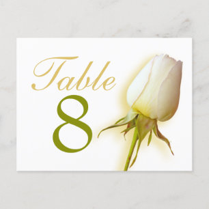 White rose bud wedding table number 1-9 postcard