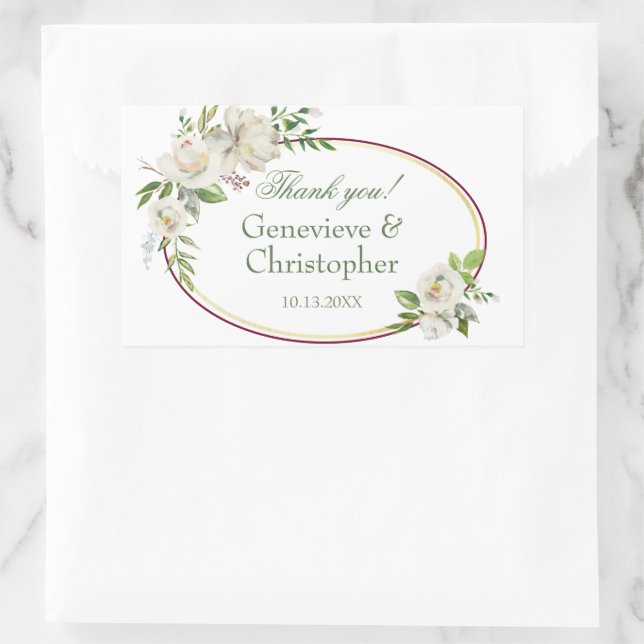 White Rose Burgundy Floral Boho Wedding Sticker (Bag)