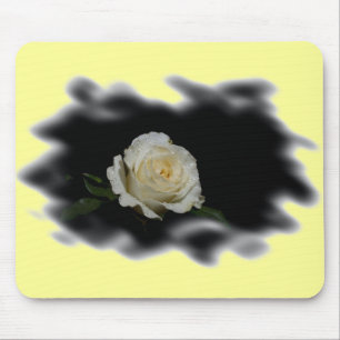 White Rose Burned Edges Mouse Pad