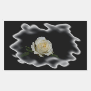 White Rose Burned Edges Sticker