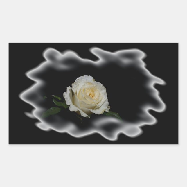 White Rose Burned Edges Sticker (Front)