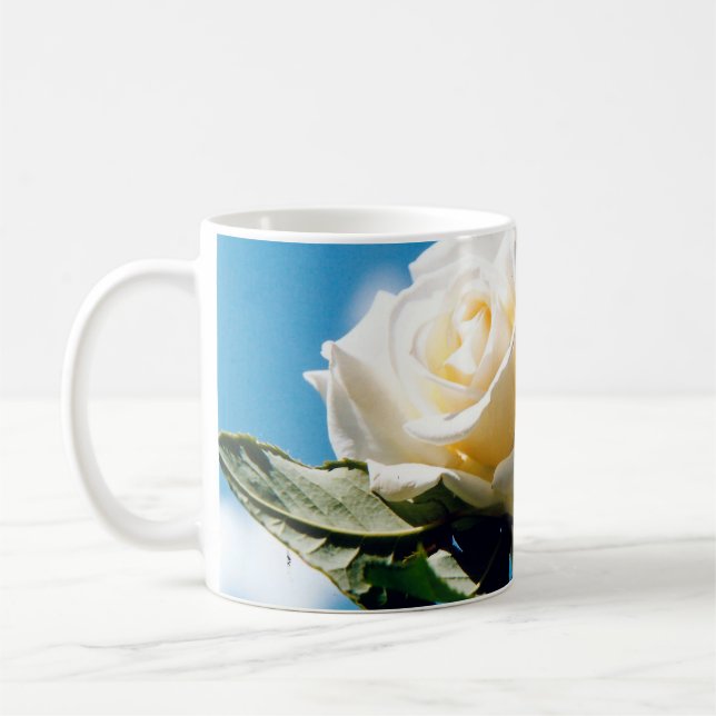White rose - Celebrating Life   Coffee Mug (Left)