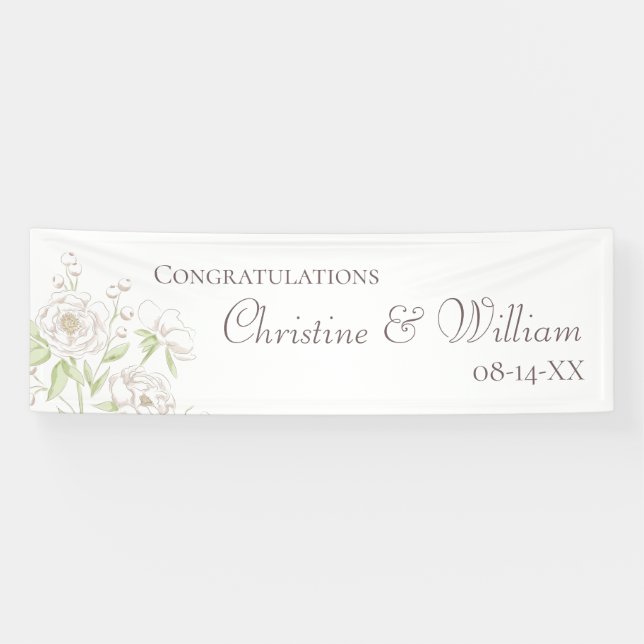 White Rose Classic Wedding Banner (Horizontal)