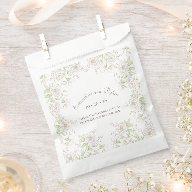 White Rose Classic Wedding Favour Bag (Clipped)