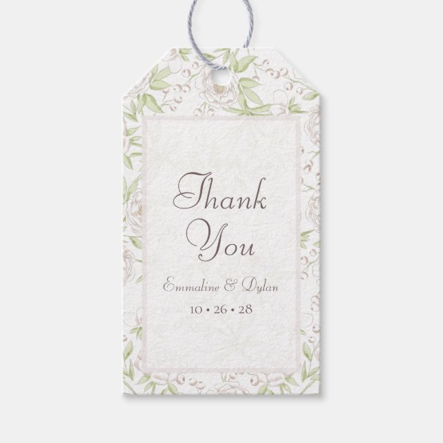 White Rose Classic Wedding Gift Tags (Front)