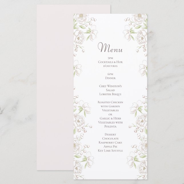 White Rose Classic Wedding Menus (Front/Back)