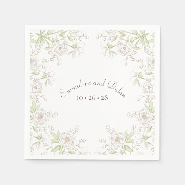 White Rose Classic Wedding Napkin (Front)