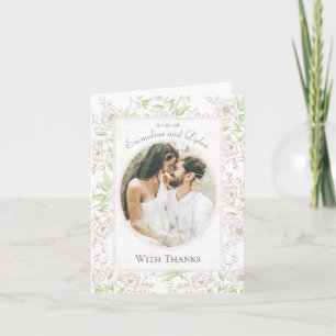 White Rose Classic Wedding Thank You Cards Photo