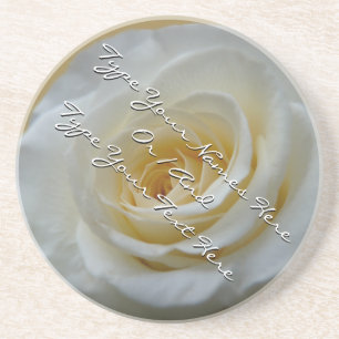 White Rose Coasters Personalized Rose Decor