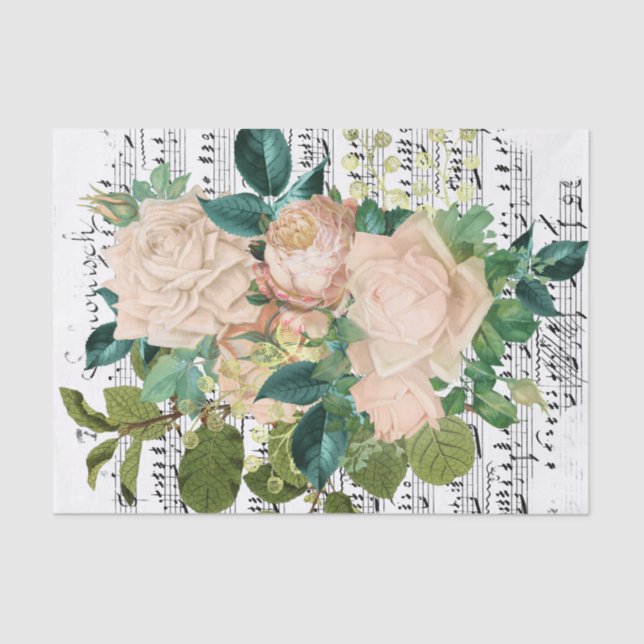 White Rose Collage Tissue Paper (Front)