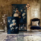 White Rose & Daffodil Bouquet Navy Background