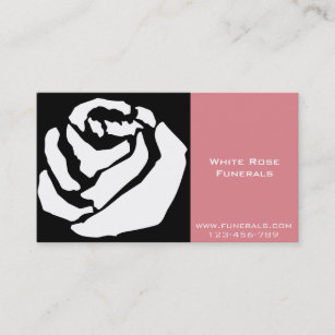 White Rose design funeral services business Business Card