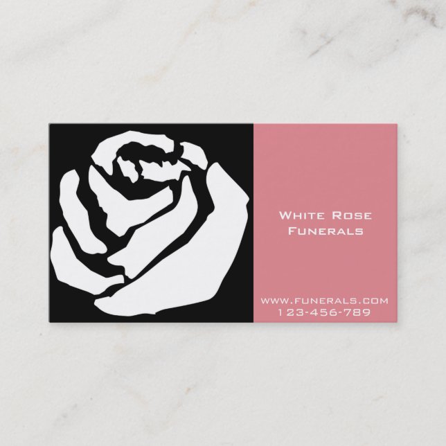 White Rose design funeral services business Business Card (Front)