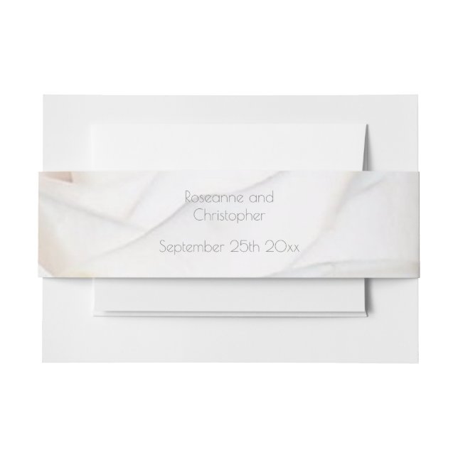 White Rose Design Personalised Wedding Invitation Belly Band (Front Example)