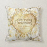 White Rose Elegance - 50th Wedding Anniversary Throw Pillow<br><div class="desc">A  timeless symbol of love and passion. Customize the name and date text. Back of pillow has matching white rose pattern with text art saying Happily Ever After..</div>