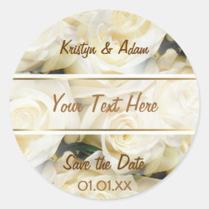 White Rose Elegance Classic Round Sticker