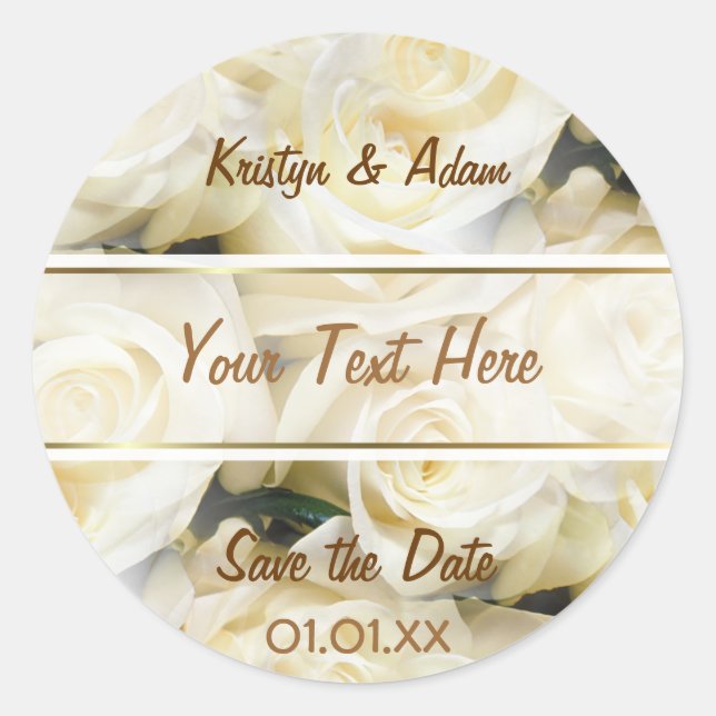 White Rose Elegance Classic Round Sticker (Front)