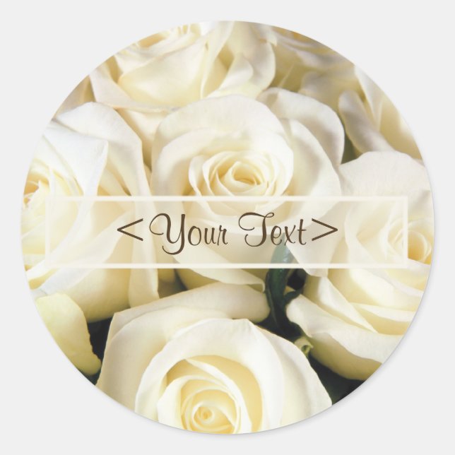 White Rose Elegance Classic Round Sticker (Front)