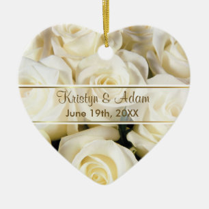 White Rose Elegance - Customize Ceramic Ornament