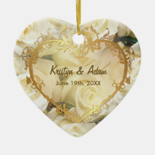 White Rose Elegance - Customize Ceramic Ornament