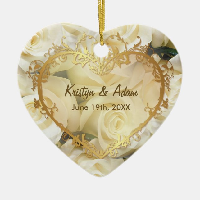 White Rose Elegance - Customize Ceramic Ornament (Front)